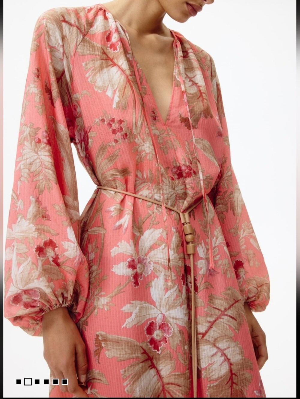 H&M Belted Tunic Dress NWT Size M Orange Tan - Picture 5 of 9